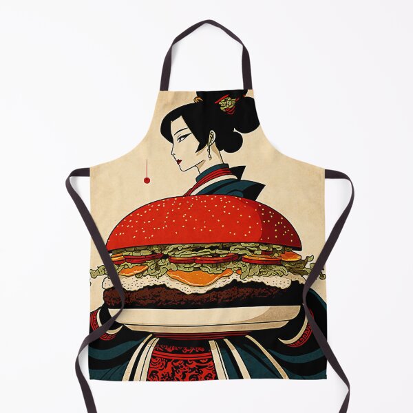 Item preview, Ukiyoe Burger: A Traditional Japanese Woodblock Print of a Hamburger in the Ukiyoe Style. designed and sold by BotTastic.