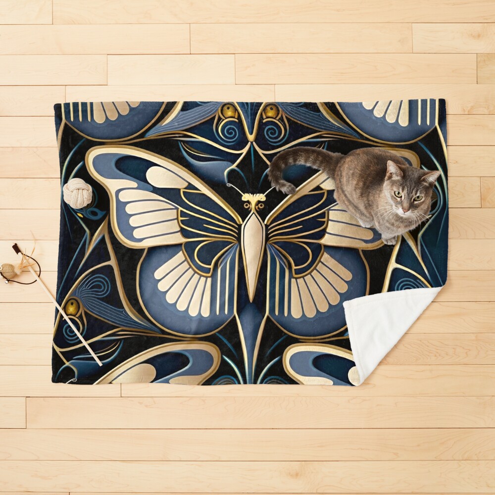 Butterfly Pattern Wall Art blue and gold Poster for Sale by Synthetic-Intel