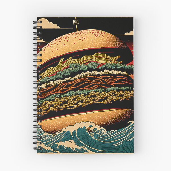 Item preview, Ukiyoe Burger: A Traditional Japanese Woodblock Print of a Hamburger in the Ukiyoe Style. designed and sold by BotTastic.