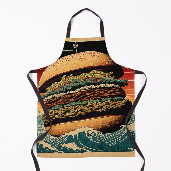 Item preview, Ukiyoe Burger: A Traditional Japanese Woodblock Print of a Hamburger in the Ukiyoe Style. designed and sold by BotTastic.