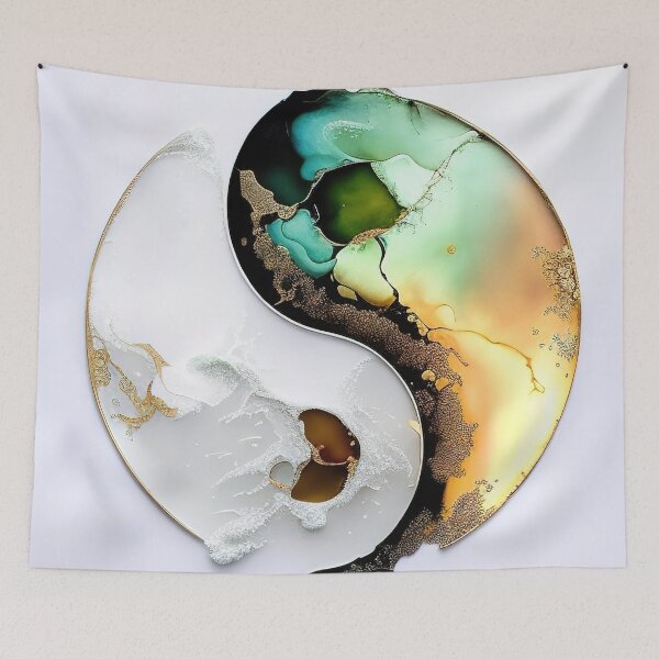 Item preview, Abstract yin yang alcohol ink and watercolor designed and sold by RK - Shop.