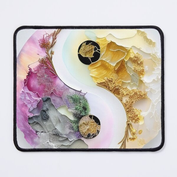 Item preview, Abstract colorful yin yang gold marble alcohol ink designed and sold by RK - Shop.