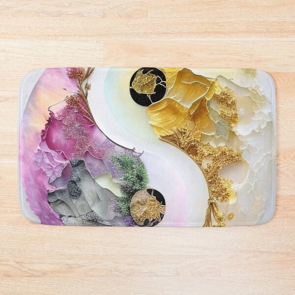 Item preview, Abstract colorful yin yang gold marble alcohol ink designed and sold by RK - Shop.