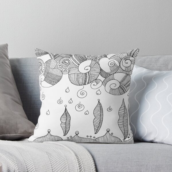 Aperçu de l'œuvre Pluie - illustration linéaire b&w sur fond transparent créée et vendue par WRECZ.