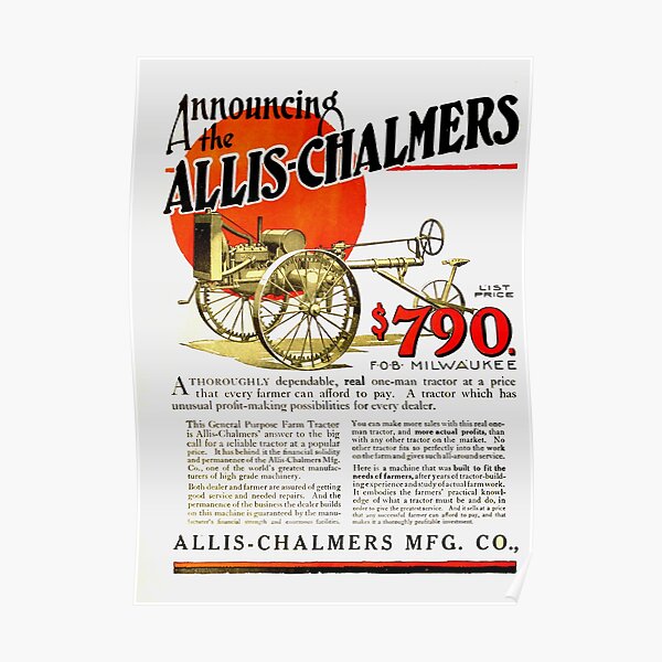 Affiche d'Art publicitaire Vintage Allis Chalmers Poster