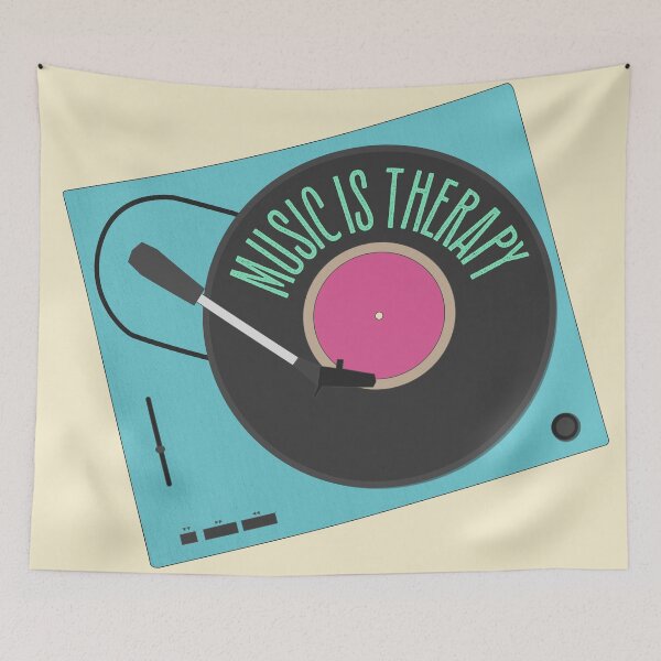 Item preview, Blue Music is Therapy Retro Turntable designed and sold by dailycake.