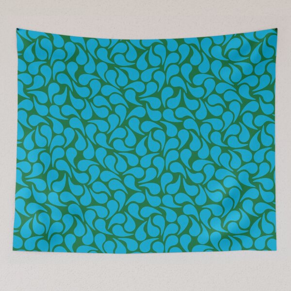 Item preview, Turquoise Blue on Green Groovy Abstract Graphic Geometric Paisley Shape designed and sold by victoriabdesign.