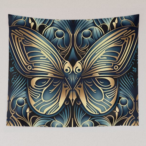 Item preview, Elegant Butterfly Pattern | Blue Butterfly | Gold Butterfly | 3D Butterflies | Butterfly Card | Vintage Butterfly | high resolution designed and sold by Synthetic-Intel.