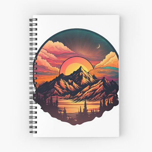 Item preview, Pegatina Montaña Hermoso Atardecer Arte designed and sold by Damian Sobczyk.