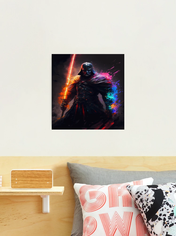 Darth Vader Fan Art Colorful Throw Pillow by BaynoSama