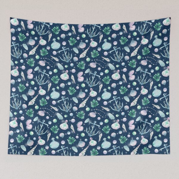 Item preview, Mermaid / sea witch aesthetic pattern /dark background designed and sold by Carrot Faery Art.