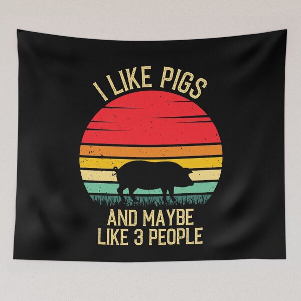 Item preview, I Like Pigs And Maybe Like 3 People - Retro Vintage Funny Pig Lovers Gift designed and sold by Creative Angel.