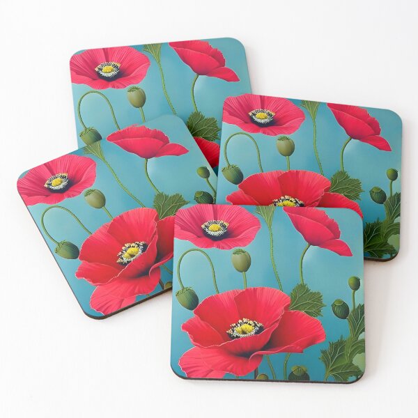 Item preview, Poppies on a blue background designed and sold by scottanderson2.