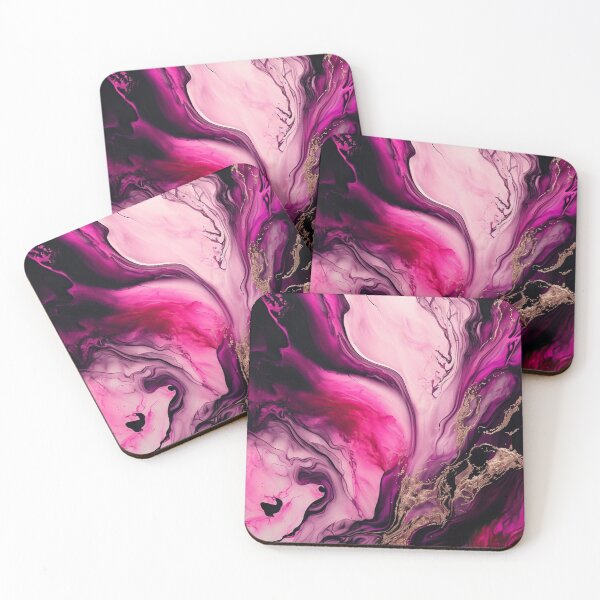 Item preview, Elegant modern magenta and black liquid art - Abstract black and magenta marble designed and sold by venella.