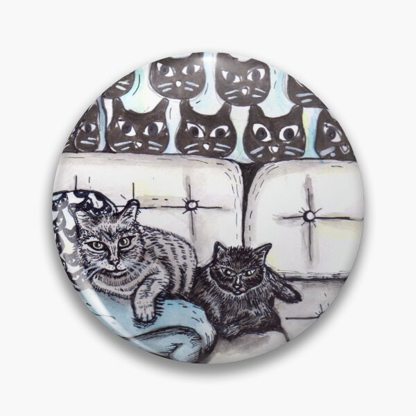 Item preview, Cute Cats on a Couch Original Watercolor and Ink Art designed and sold by Intergalactic Unicorn: Art by Anna Schmidt.