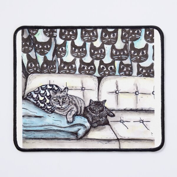 Item preview, Cute Cats on a Couch Original Watercolor and Ink Art designed and sold by Intergalactic Unicorn: Art by Anna Schmidt.