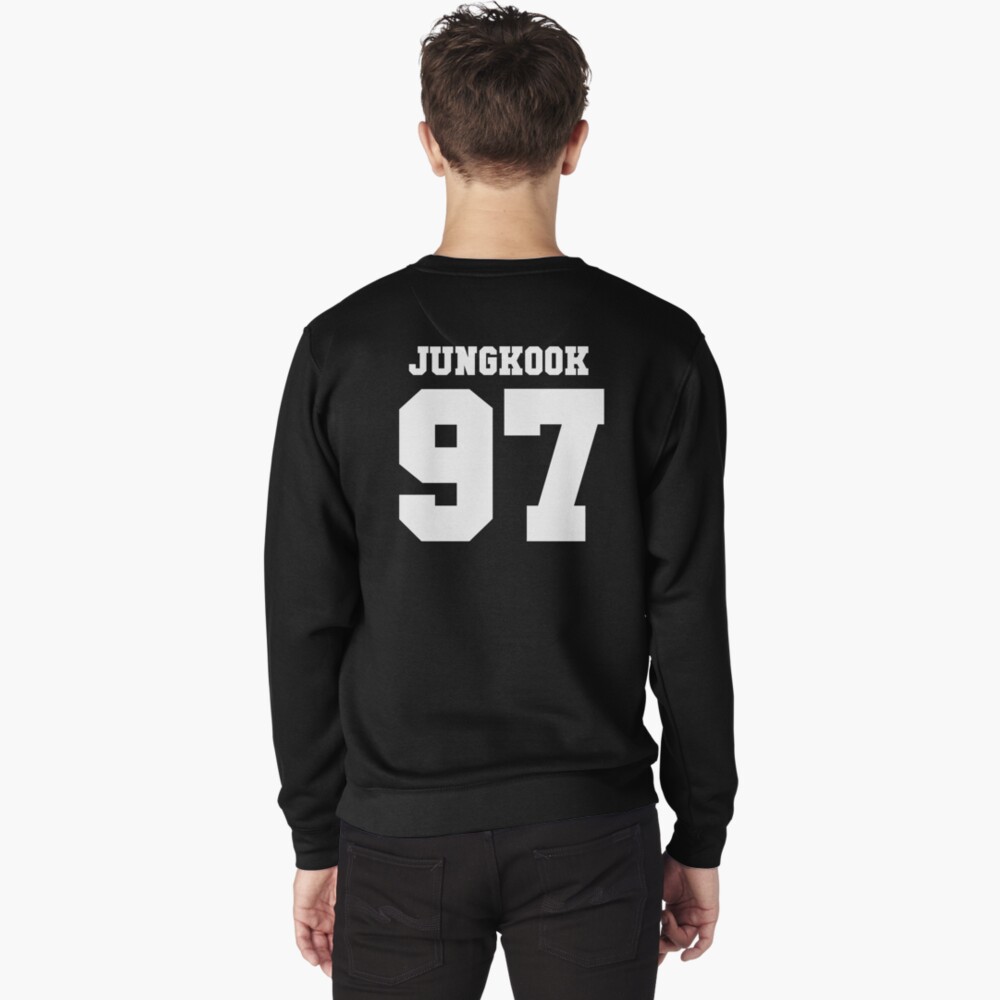 BTS Jungkook Number 97 Black & White Floral Hoodie - Depop
