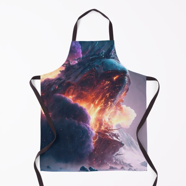 Item preview, A mind flyer space ship that has crashed into the side of a giant snowy mountain, whilst smoke and fire fill the surrounding . designed and sold by DSAHART.