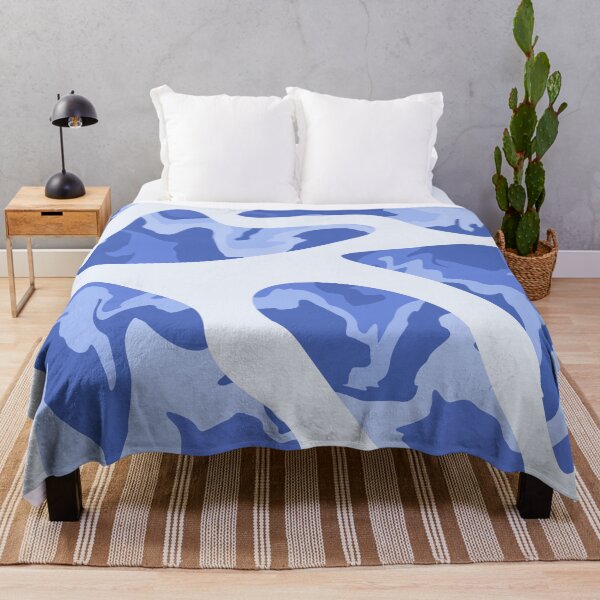 Swirly Blue Retro Splash Throw Blanket