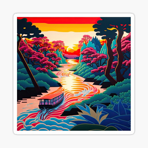 River and Hills Sticker