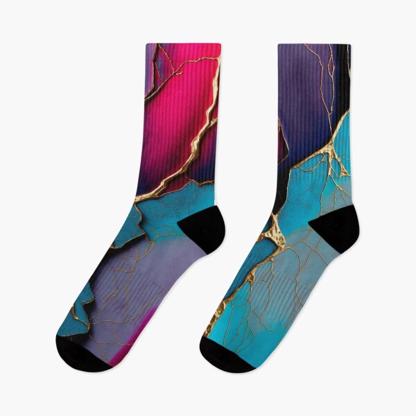 Item preview, Cherry Golden Blue "Fuchsia Fissure" - Abstract Contemporary Resin Art designed and sold by inkvestor.