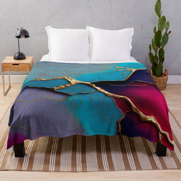 Item preview, Cherry Golden Blue "Fuchsia Fissure" - Abstract Contemporary Resin Art designed and sold by inkvestor.