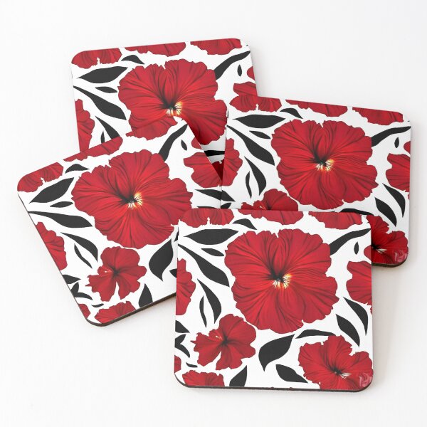 Item preview, Red hibiscus flower pattern designed and sold by gramizzia.