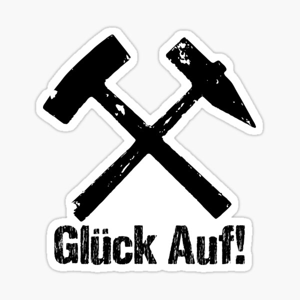 Artikel-Vorschau von Glück Auf, Bergbau, Kumpel, Eisen und Schlägel, Zeche, designt und verkauft von plottsnbuttons.