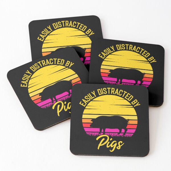 Item preview, Easily Distracted By Pigs - Retro Vintage Funny Pig Lovers Gift designed and sold by Creative Angel.