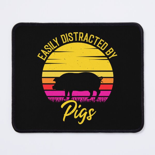 Item preview, Easily Distracted By Pigs - Retro Vintage Funny Pig Lovers Gift designed and sold by Creative Angel.