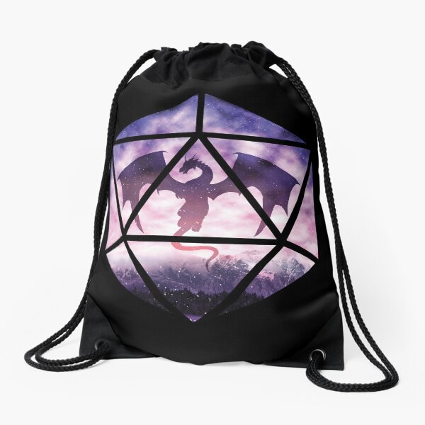 Purple Sky Dragon D20 Drawstring Bag
