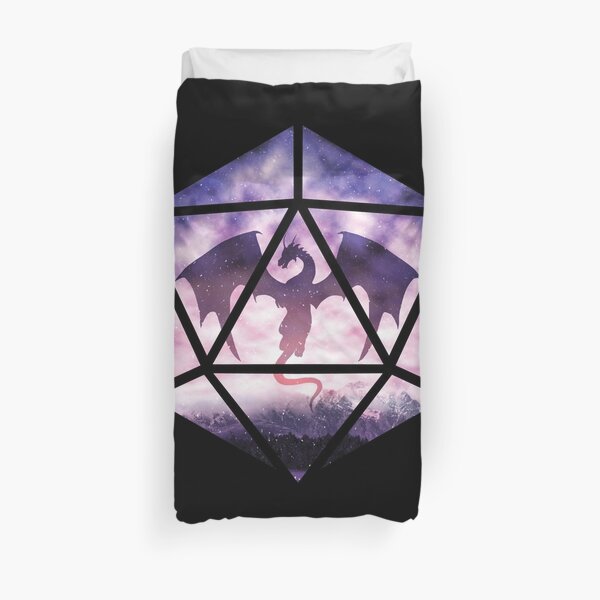 Purple Sky Dragon D20 Duvet Cover