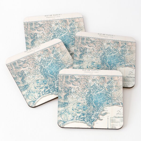 Item preview, Vintage old map of Naples, Italy. Ancient Napoli map glowing lights designed and sold by Long Exposure.