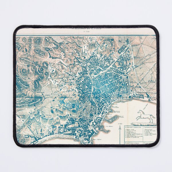 Item preview, Vintage old map of Naples, Italy. Ancient Napoli map glowing lights designed and sold by Long Exposure.