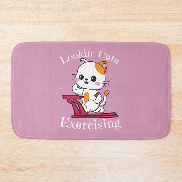 Item preview, Lookin cute Exercising Cute Cat on a Treadmill Exercising Design designed and sold by tranquilbeach.