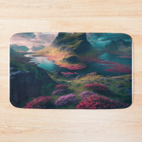 Item preview, A beautiful lake with a mountain and trees, Lush vegetation, Clouds and volumetric rays. designed and sold by DSAHART.
