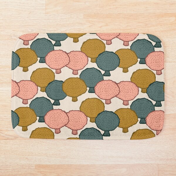 Item preview, Puff balls Mushroom Surface pattern in golden brown, coral and green designed and sold by MinkkiDraws.