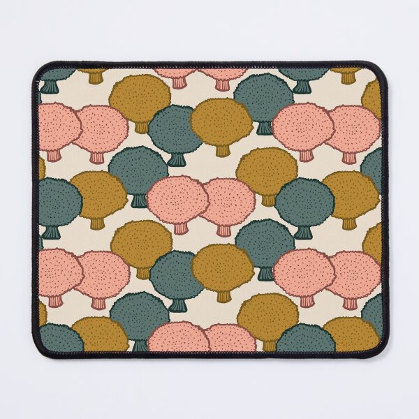 Item preview, Puff balls Mushroom Surface pattern in golden brown, coral and green designed and sold by MinkkiDraws.