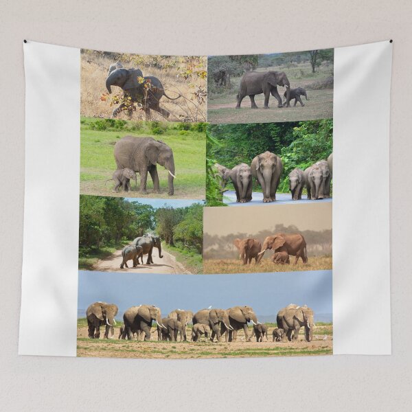 Artikelvorschau, Elefant-Collage-Decke entworfen und verkauft von UpwardsBound.