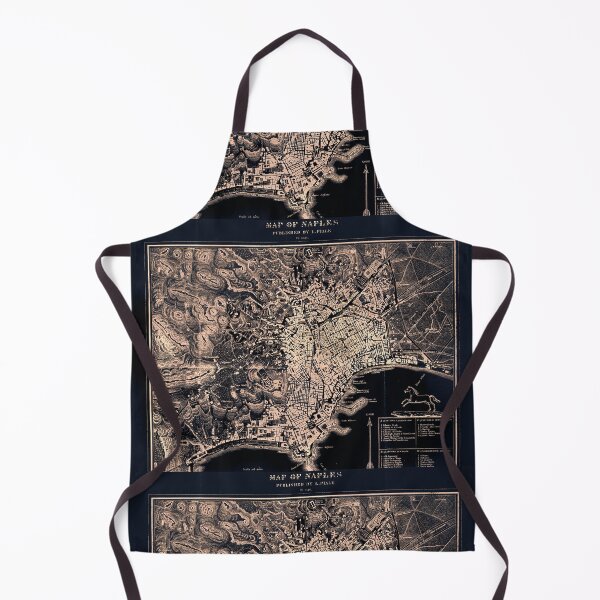 Item preview, Vintage old map of Naples, Italy. Black Napoli map glowing lights designed and sold by Long Exposure.
