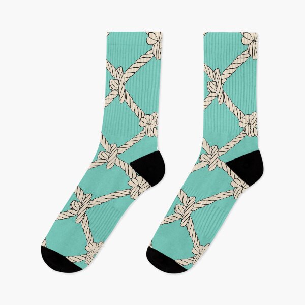 Item preview, Beige on Aqua Nautical Net Rope designed and sold by CreativeDraws42.