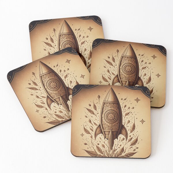 Item preview, A beautiful wood cut illustration of a rocket taking off designed and sold by DSAHART.