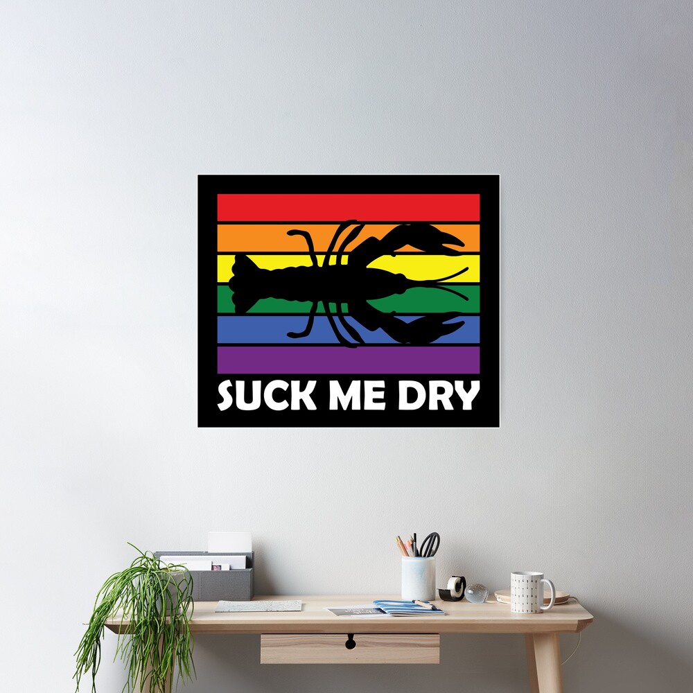 Pride Mardi Gras Suck Me Dry Crawfish LGBTQIA Flag Funny