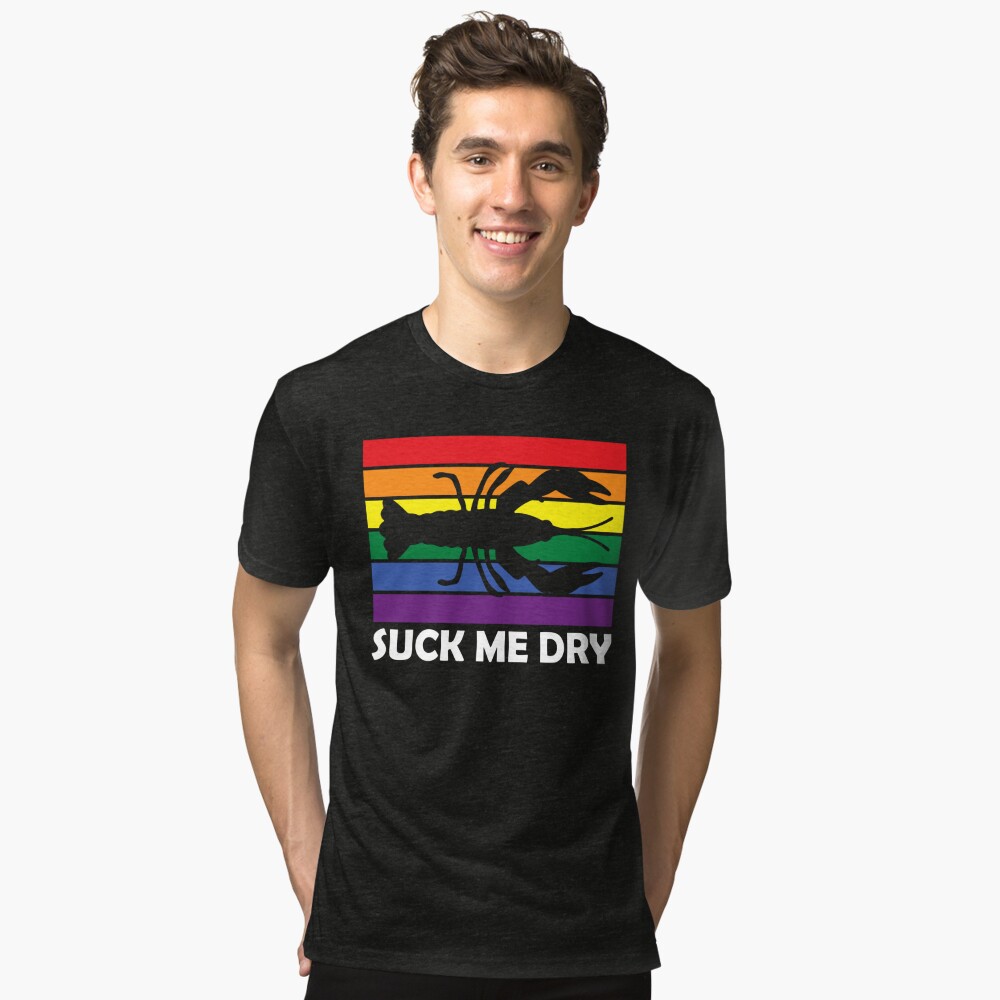 Pride Mardi Gras Suck Me Dry Crawfish LGBTQIA Flag Funny