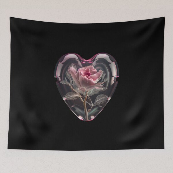 Item preview, Pink Rose in a Glass Heart - The Love Collection designed and sold by FiveIntentions.