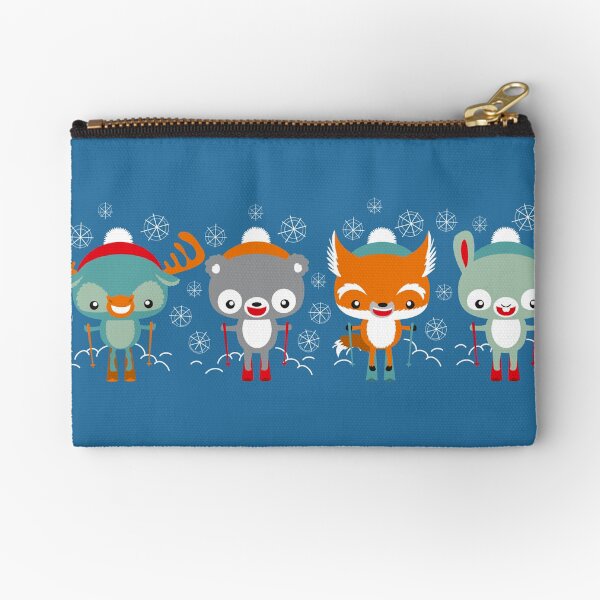 Sweet animals: skiing is fun! Zipper Pouch