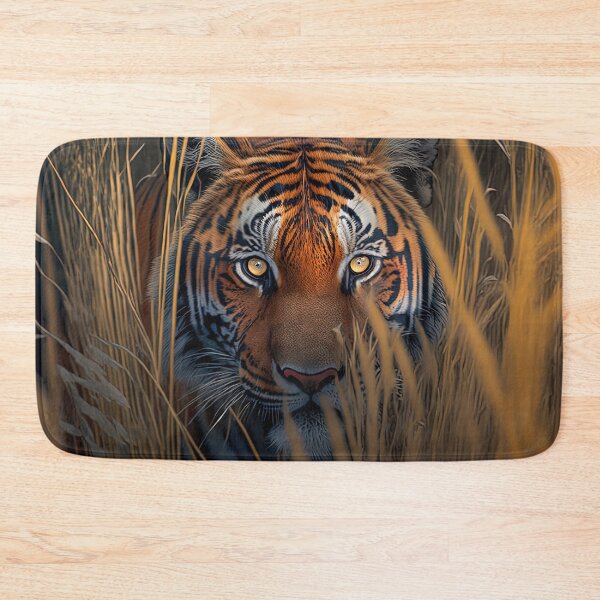 Item preview, Tigre de Bengala al acecho en la pintura de hierba Obra de arte designed and sold by TheSurrealists.