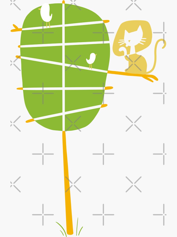 Thumbnail 3 of 3, Sticker, Cat in Tree designed and sold by The-Cat-Theatre.