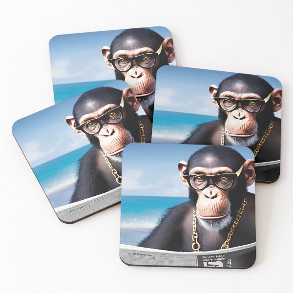Item preview, Witty chimpanzee reading the newspaper on holiday designed and sold by Skyfe.