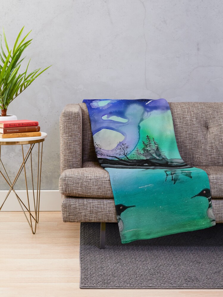 Alternate view of Loonacy in Blue Throw Blanket